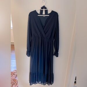 Navy long sleeve flowy maxi dress